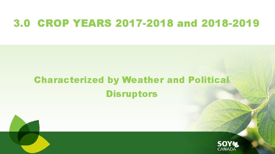 3. 0 CROP YEARS 2017 -2018 and 2018 -2019 Characterized by Weather and Political