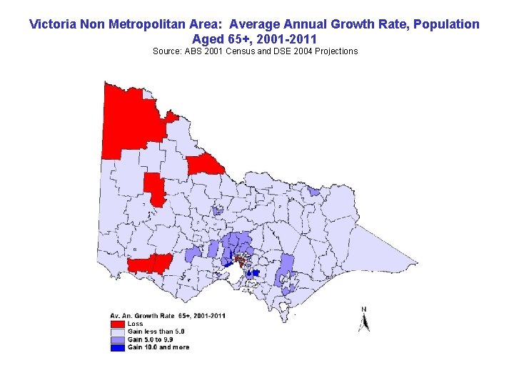 Victoria Non Metropolitan Area: Average Annual Growth Rate, Population Aged 65+, 2001 -2011 Source: Victoria Non Metropolitan Area: Average Annual Growth Rate, Population Aged 65+, 2001 -2011 Source: