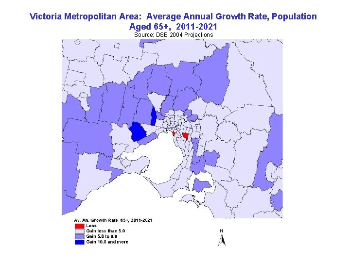 Victoria Metropolitan Area: Average Annual Growth Rate, Population Aged 65+, 2011 -2021 Source: DSE Victoria Metropolitan Area: Average Annual Growth Rate, Population Aged 65+, 2011 -2021 Source: DSE