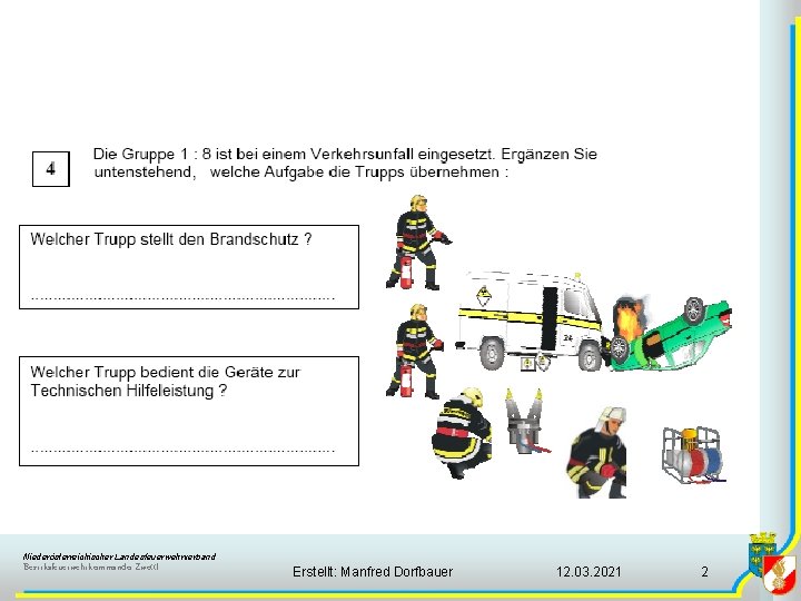 Niederösterreichischer Landesfeuerwehrverband Bezirksfeuerwehrkommando Zwettl Erstellt: Manfred Dorfbauer 12. 03. 2021 2 Niederösterreichischer Landesfeuerwehrverband Bezirksfeuerwehrkommando Zwettl Erstellt: Manfred Dorfbauer 12. 03. 2021 2