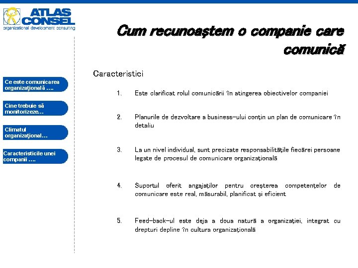 Cum recunoaştem o companie care comunică Caracteristici Ce este comunicarea organizaţională …. Cine trebuie