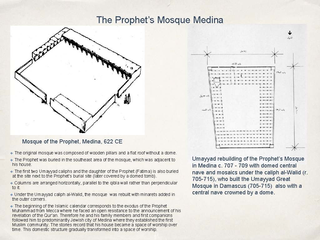 The Prophet’s Mosque Medina Mosque of the Prophet, Medina, 622 CE ✤ The original