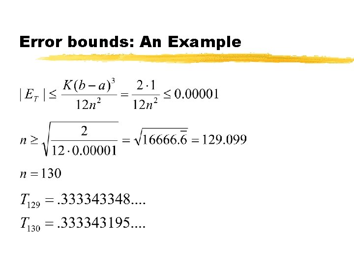 Error bounds: An Example 