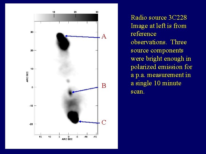 A B C Radio source 3 C 228 Image at left is from reference