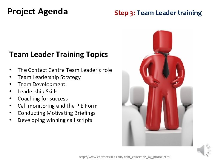 Project Agenda Step 3: Team Leader training Team Leader Training Topics • • The Project Agenda Step 3: Team Leader training Team Leader Training Topics • • The