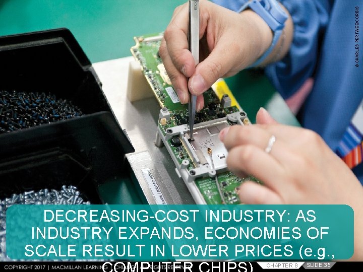 © CHARLES PERTWEE/CORBIS DECREASING-COST INDUSTRY: AS INDUSTRY EXPANDS, ECONOMIES OF SCALE RESULT IN LOWER