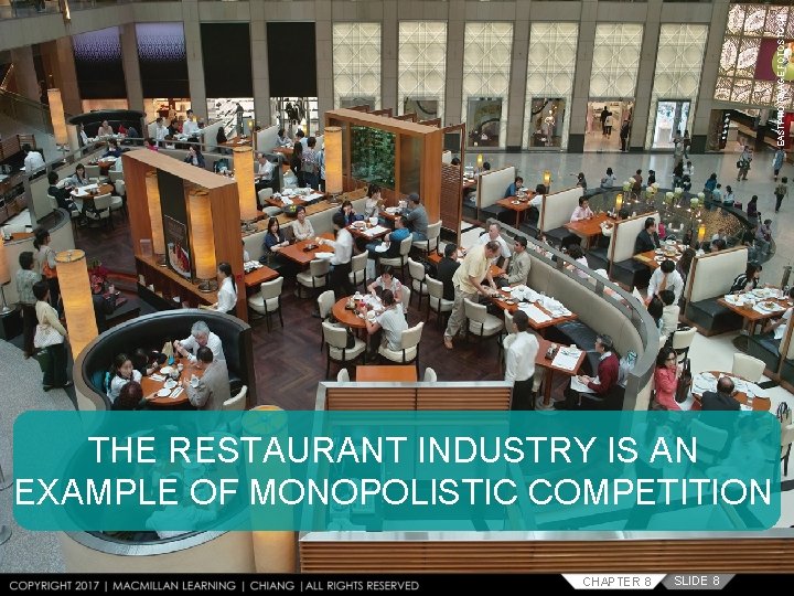 EASTPHOTO/AGE FOTOSTOCK THE RESTAURANT INDUSTRY IS AN EXAMPLE OF MONOPOLISTIC COMPETITION CHAPTER 8 SLIDE