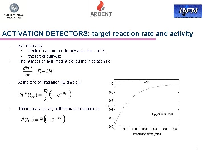ACTIVATION DETECTORS: target reaction rate and activity • By neglecting: • neutron capture on
