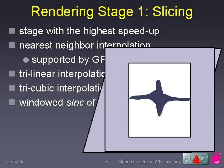 Rendering Stage 1: Slicing n stage with the highest speed-up n nearest neighbor interpolation