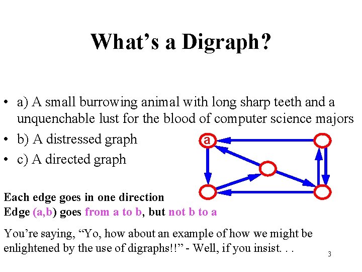 What’s a Digraph? • a) A small burrowing animal with long sharp teeth and What’s a Digraph? • a) A small burrowing animal with long sharp teeth and