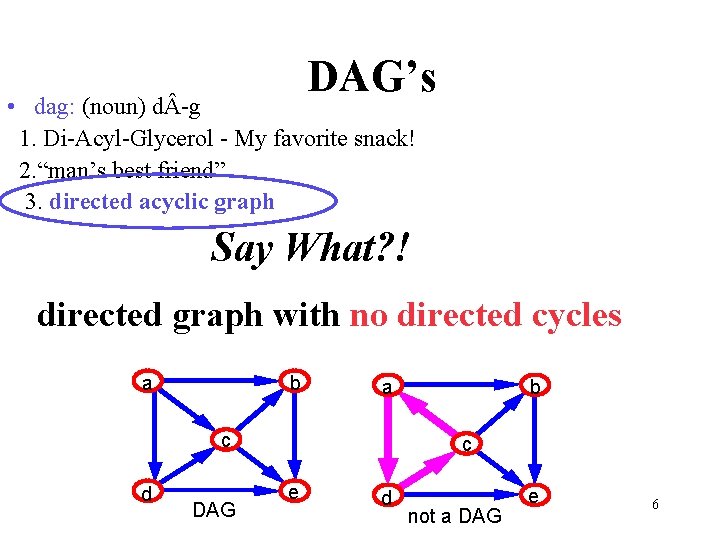 DAG’s • dag: (noun) d -g 1. Di-Acyl-Glycerol - My favorite snack! 2. “man’s DAG’s • dag: (noun) d -g 1. Di-Acyl-Glycerol - My favorite snack! 2. “man’s
