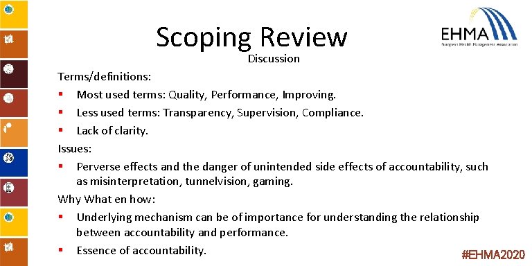 Scoping Review Discussion Terms/definitions: § Most used terms: Quality, Performance, Improving. § Less used