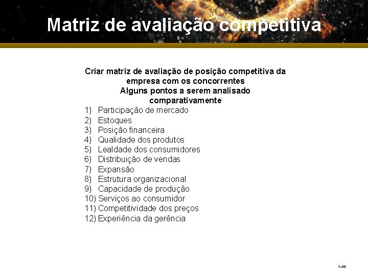 Matriz de avaliação competitiva Criar matriz de avaliação de posição competitiva da empresa com