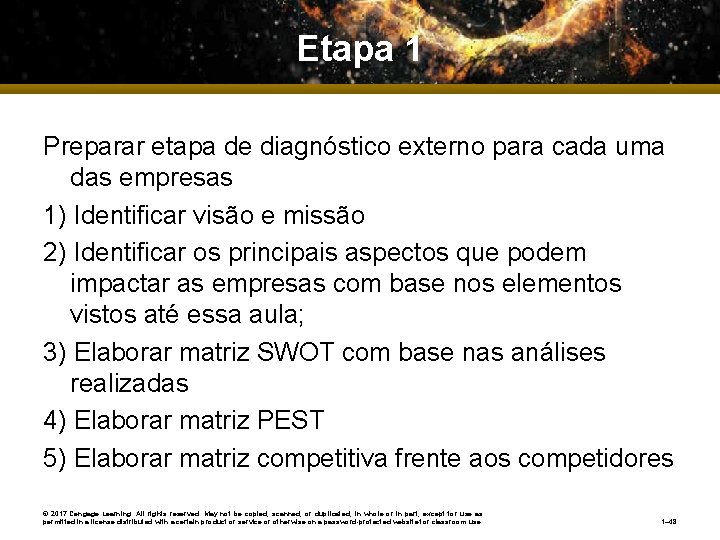 Etapa 1 Preparar etapa de diagnóstico externo para cada uma das empresas 1) Identificar