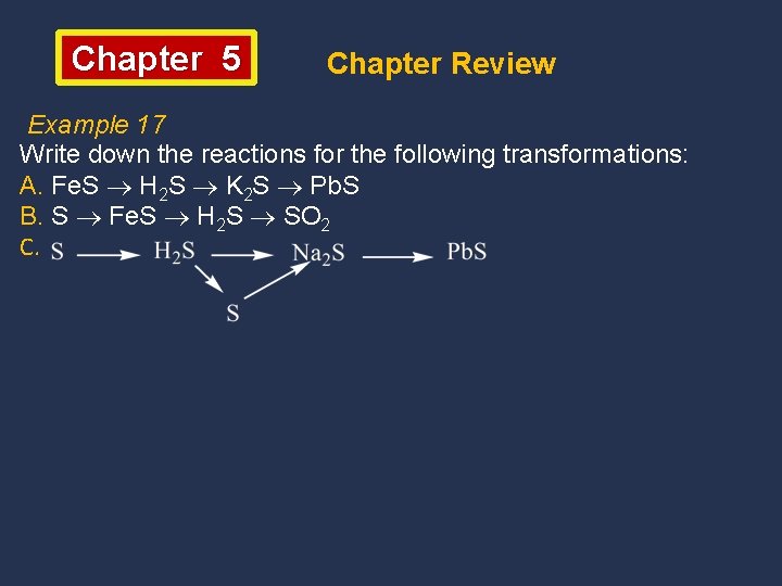 Chapter 5 Chapter Review Example 17 Write down the reactions for the following transformations: