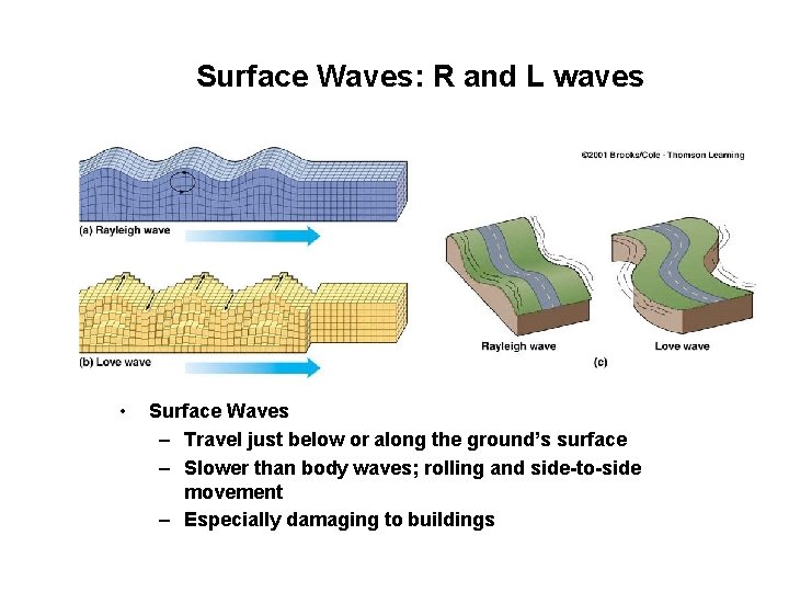 Surface Waves: R and L waves • Surface Waves – Travel just below or