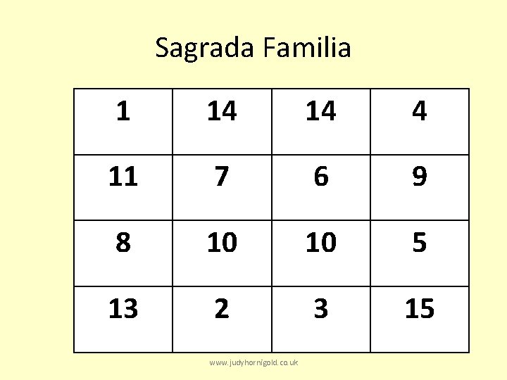 Sagrada Familia 1 14 14 4 11 7 6 9 8 10 10 5