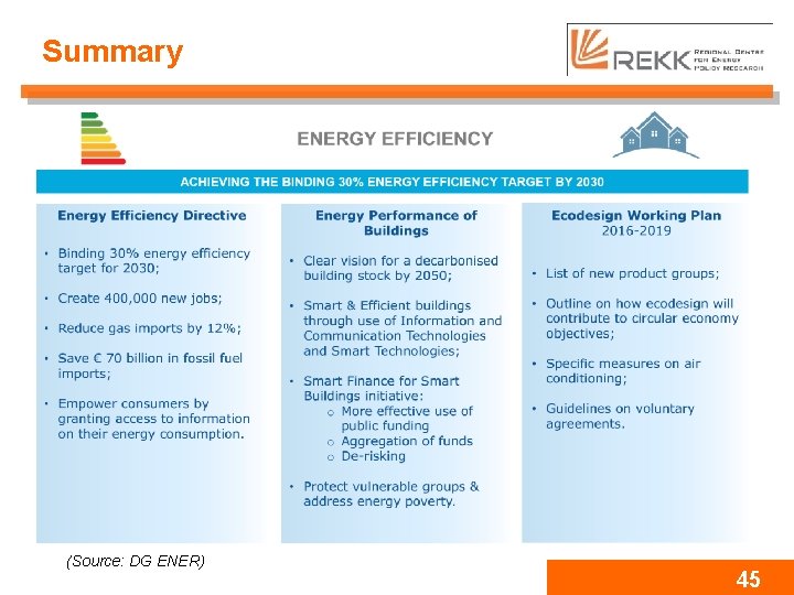 Summary (Source: DG ENER) 45 