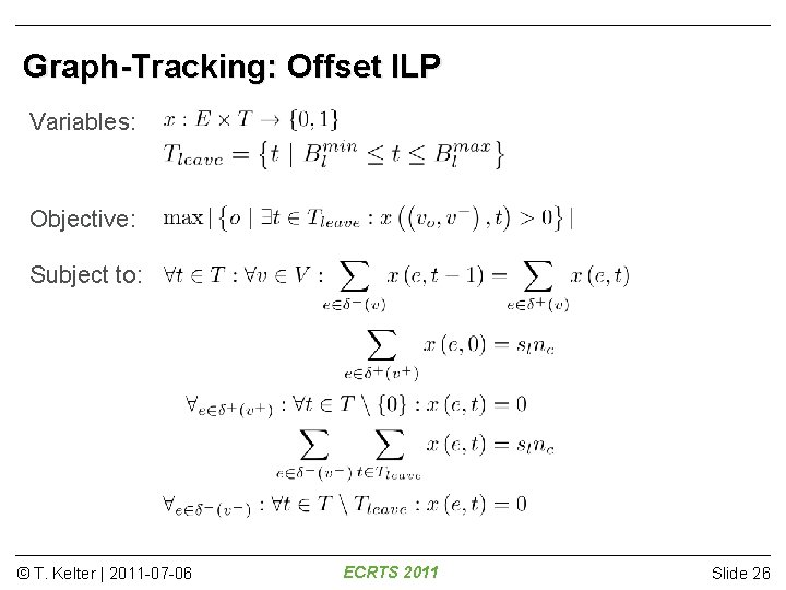 Graph-Tracking: Offset ILP Variables: Objective: Subject to: © T. Kelter | 2011 -07 -06