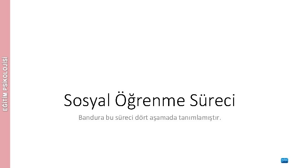 Sosyal Öğrenme Süreci Bandura bu süreci dört aşamada tanımlamıştır. 