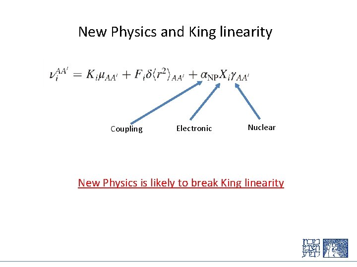 New Physics and King linearity Coupling Electronic Nuclear New Physics is likely to break