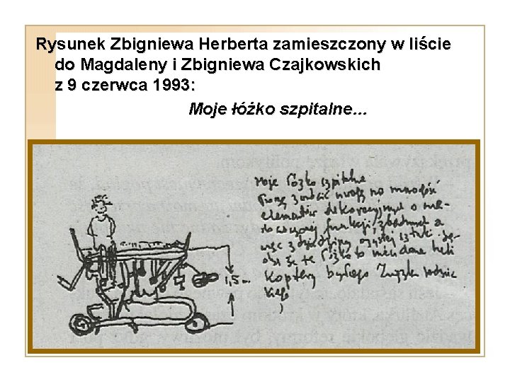 Rysunek Zbigniewa Herberta zamieszczony w liście do Magdaleny i Zbigniewa Czajkowskich z 9 czerwca