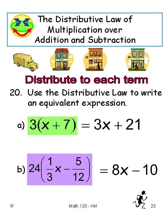 The Distributive Law of Multiplication over Addition and Subtraction 20. Use the Distributive Law