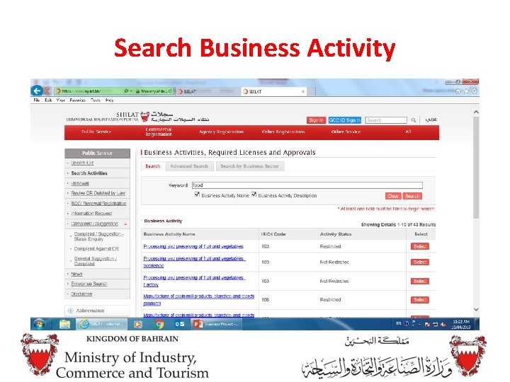 Search Business Activity Search Business Activity