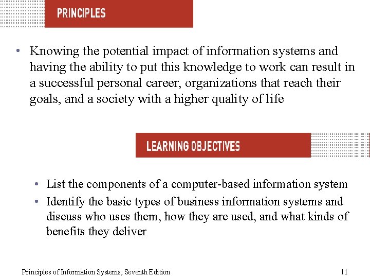  • Knowing the potential impact of information systems and having the ability to
