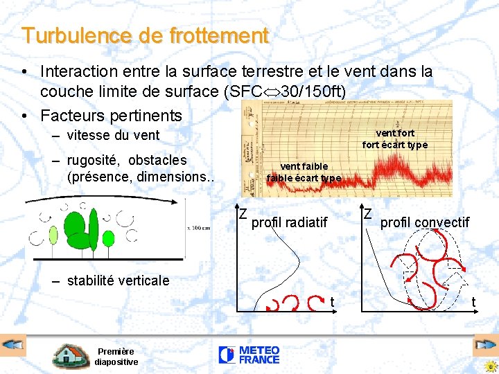 Turbulence de frottement • Interaction entre la surface terrestre et le vent dans la