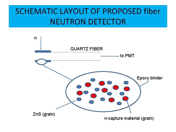 SCHEMATIC LAYOUT OF PROPOSED fiber NEUTRON DETECTOR n QUARTZ FIBER to PMT Epoxy binder