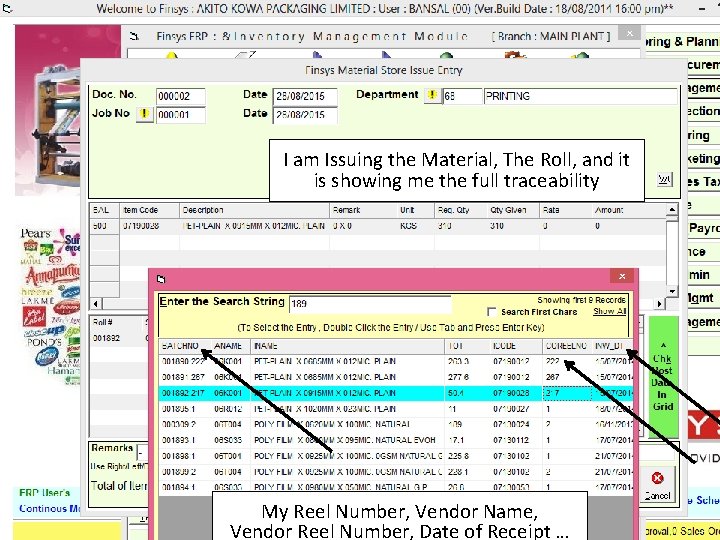 I am Issuing the Material, The Roll, and it is showing me the full