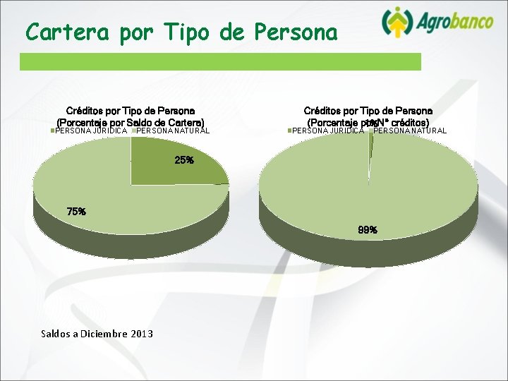 Cartera por Tipo de Persona Créditos por Tipo de Persona (Porcentaje por Saldo de