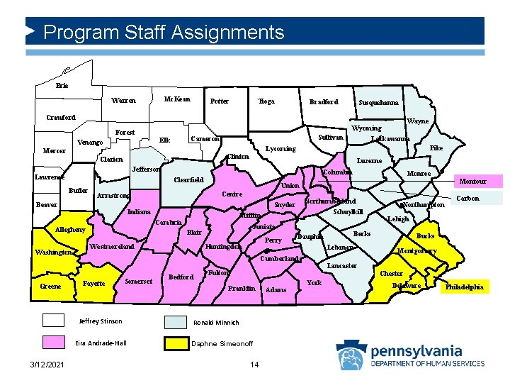 Program Staff Assignments Erie Mc. Kean Warren Potter Tioga Bradford Susquehanna Crawford Forest Sullivan