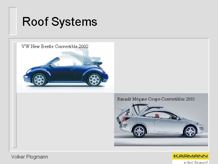 Roof Systems VW New Beetle Convertible 2002 Renault Mégane Coupe-Convertibles 2003 Volker Plogmann 
