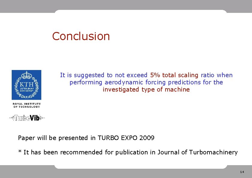 Conclusion It is suggested to not exceed 5% total scaling ratio when performing aerodynamic