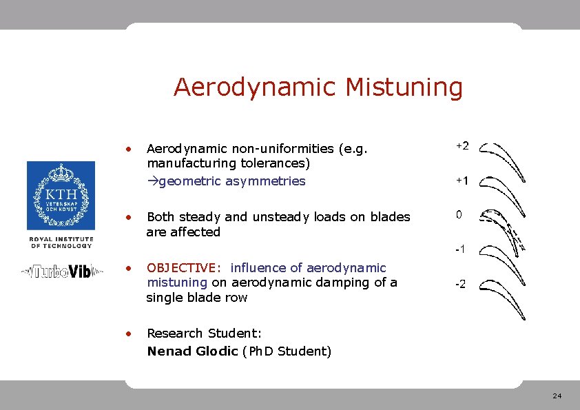 Aerodynamic Mistuning • Aerodynamic non-uniformities (e. g. manufacturing tolerances) geometric asymmetries • Both steady