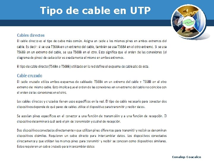 Tipo de cable en UTP Conalep Coacalco 