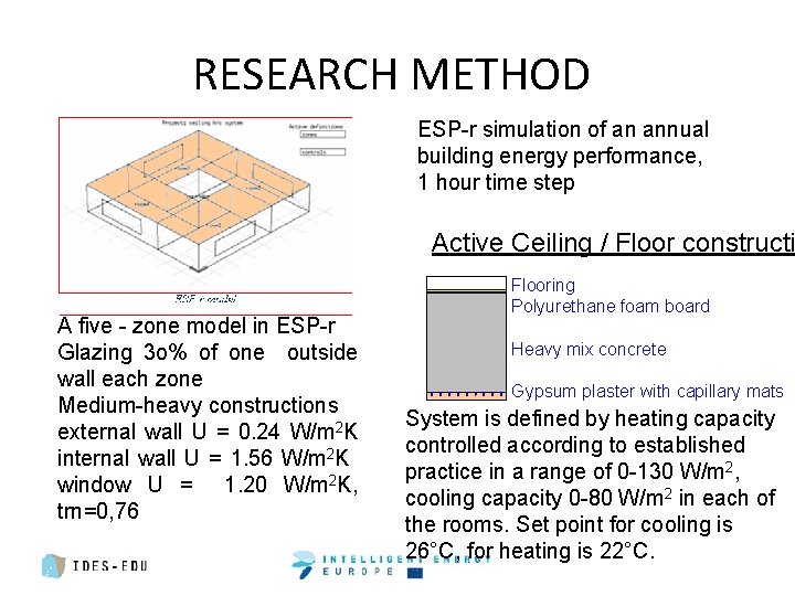 RESEARCH METHOD ESP-r simulation of an annual building energy performance, 1 hour time step