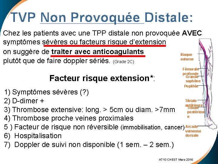 TVP Non Provoquée Distale: Chez les patients avec une TPP distale non provoquée AVEC