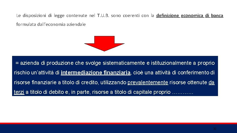 Le disposizioni di legge contenute nel T. U. B. sono coerenti con la definizione