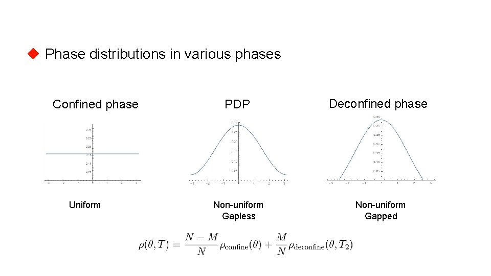 ◆ Phase distributions in various phases Confined phase Uniform PDP Non-uniform Gapless Deconfined phase