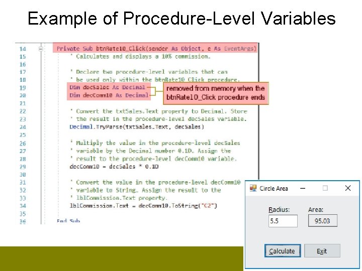 Example of Procedure-Level Variables 11 