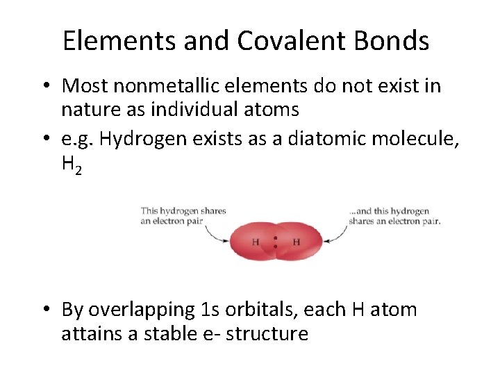 Elements and Covalent Bonds • Most nonmetallic elements do not exist in nature as