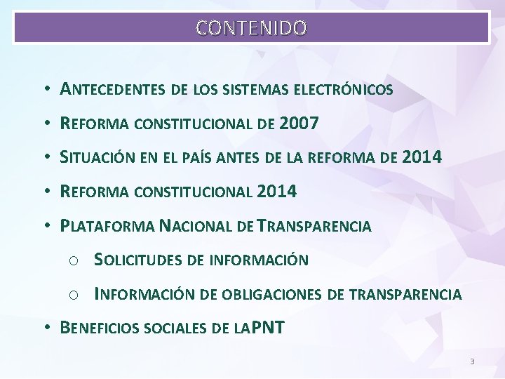 CONTENIDO • ANTECEDENTES DE LOS SISTEMAS ELECTRÓNICOS • REFORMA CONSTITUCIONAL DE 2007 • SITUACIÓN