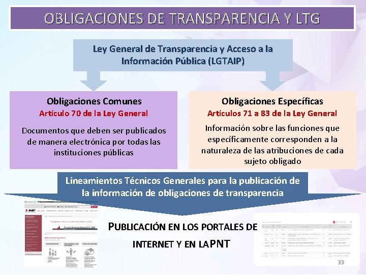 OBLIGACIONES DE TRANSPARENCIA Y LTG Ley General de Transparencia y Acceso a la Información