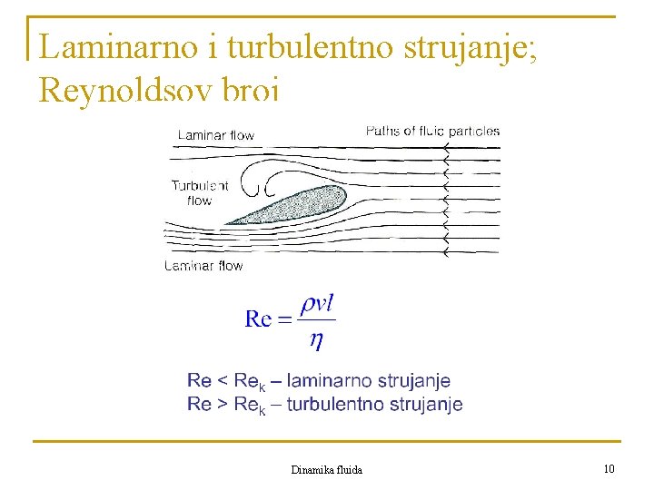 Laminarno i turbulentno strujanje; Reynoldsov broj Dinamika fluida 10 