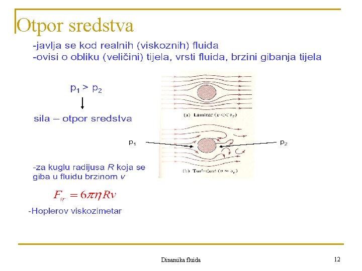 Otpor sredstva Dinamika fluida 12 