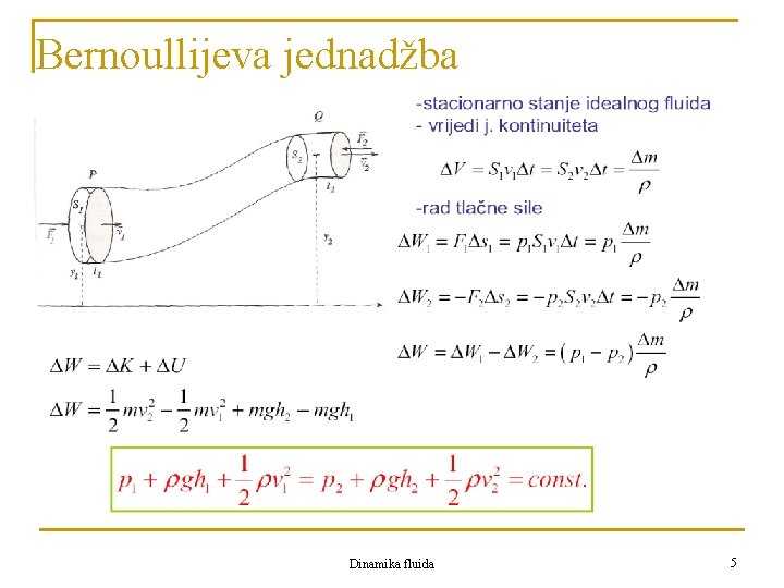 Bernoullijeva jednadžba Dinamika fluida 5 