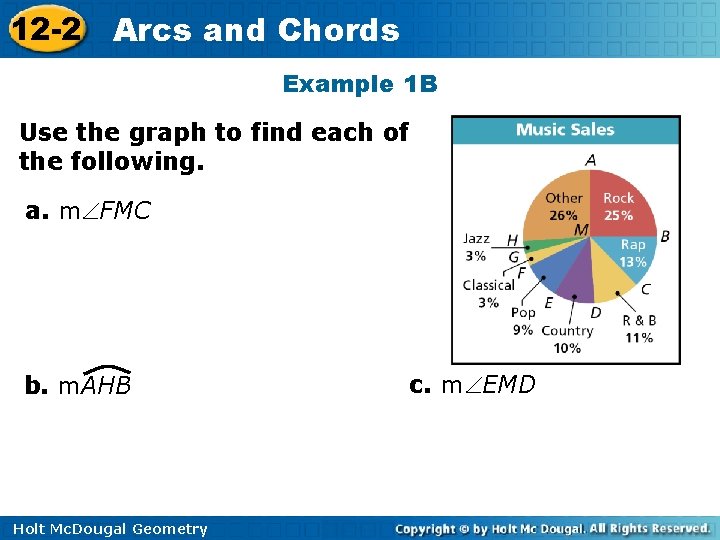12 -2 Arcs and Chords Example 1 B Use the graph to find each 12 -2 Arcs and Chords Example 1 B Use the graph to find each